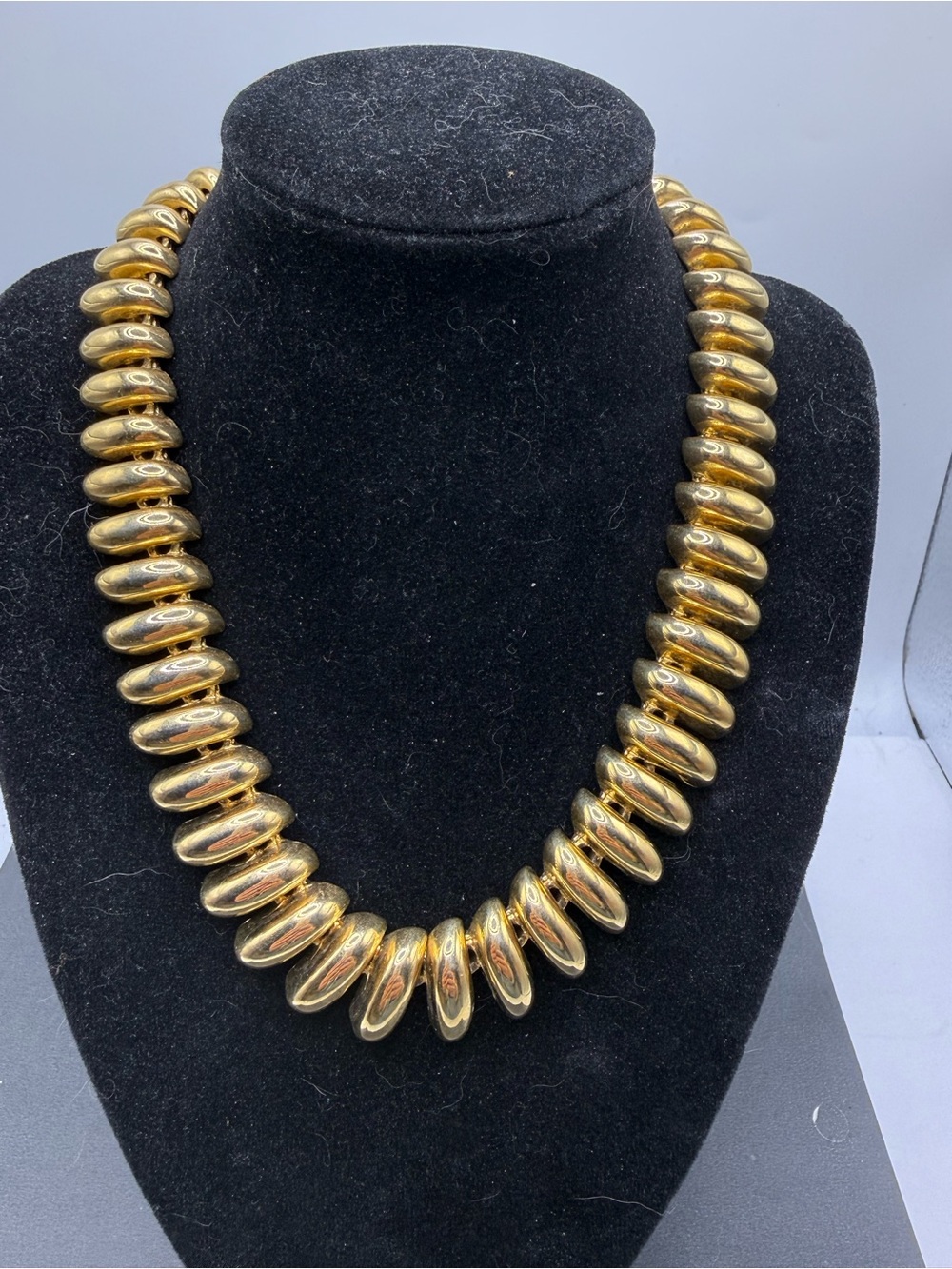 Vintage ERWIN PEARL Signed Gold Tone Chunky Statement Necklace 16”